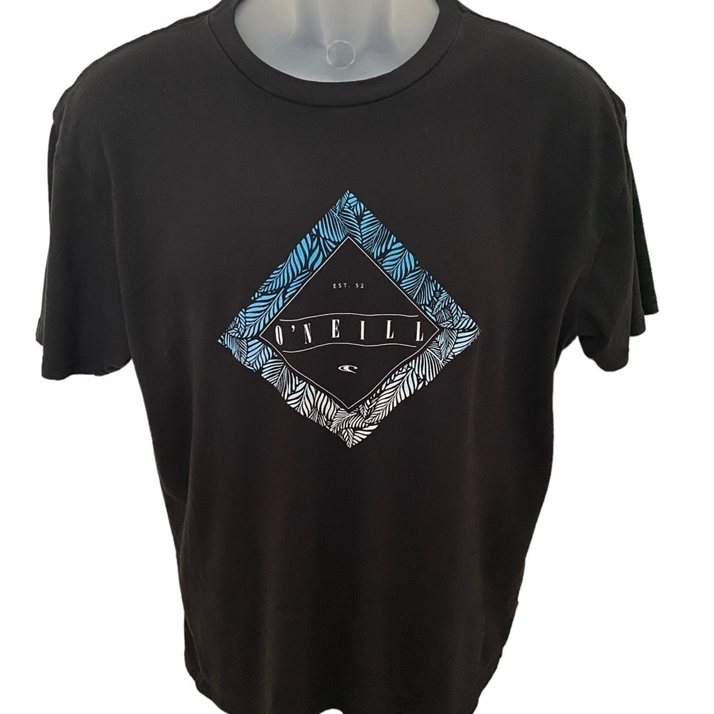 O’NEILL Tropical Black & Blue Short Sleeve Tee Shirt Men L Large Standard Fit